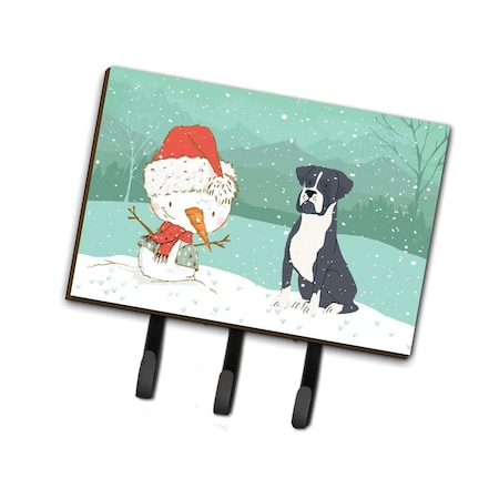 Carolines Treasures Black Boxer & Snowman Christmas Leash or Key Holder CK2035TH68